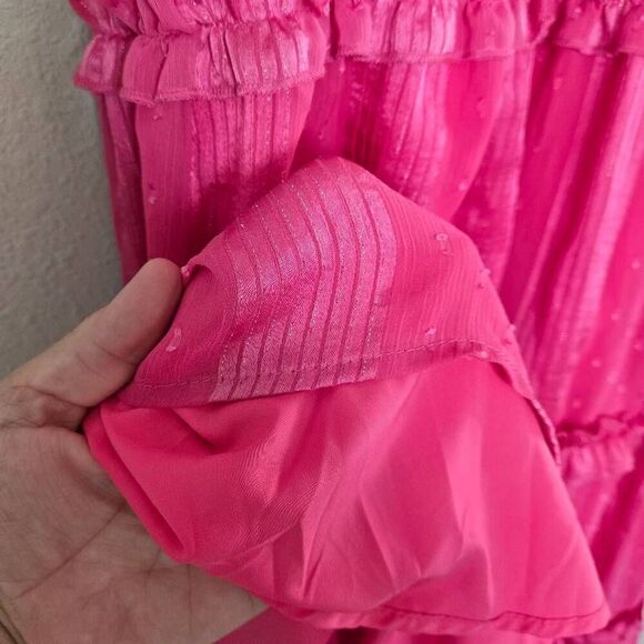 Beulah Style Pink Ruffle Sleeveless Maxi Dress Size Large - Picture 8 of 14